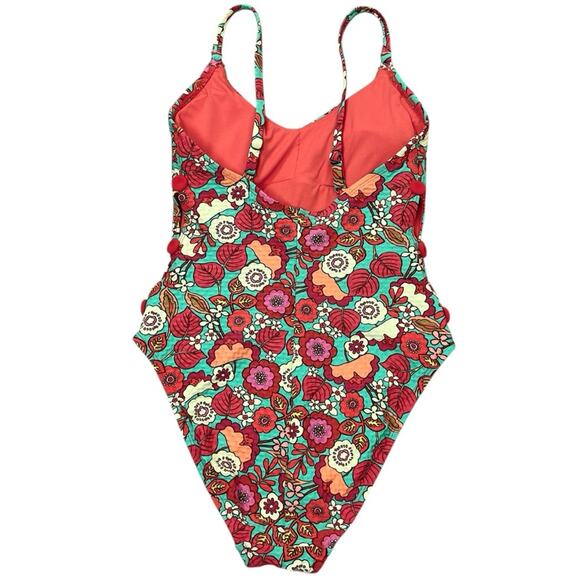 Robin Piccone Bibi Side-Cut Out Floral One-Piece Swimsuit 4 Small - Picture 7 of 7